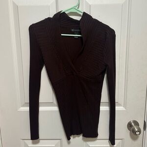 INC International Concepts Chocolate Ribbed Top